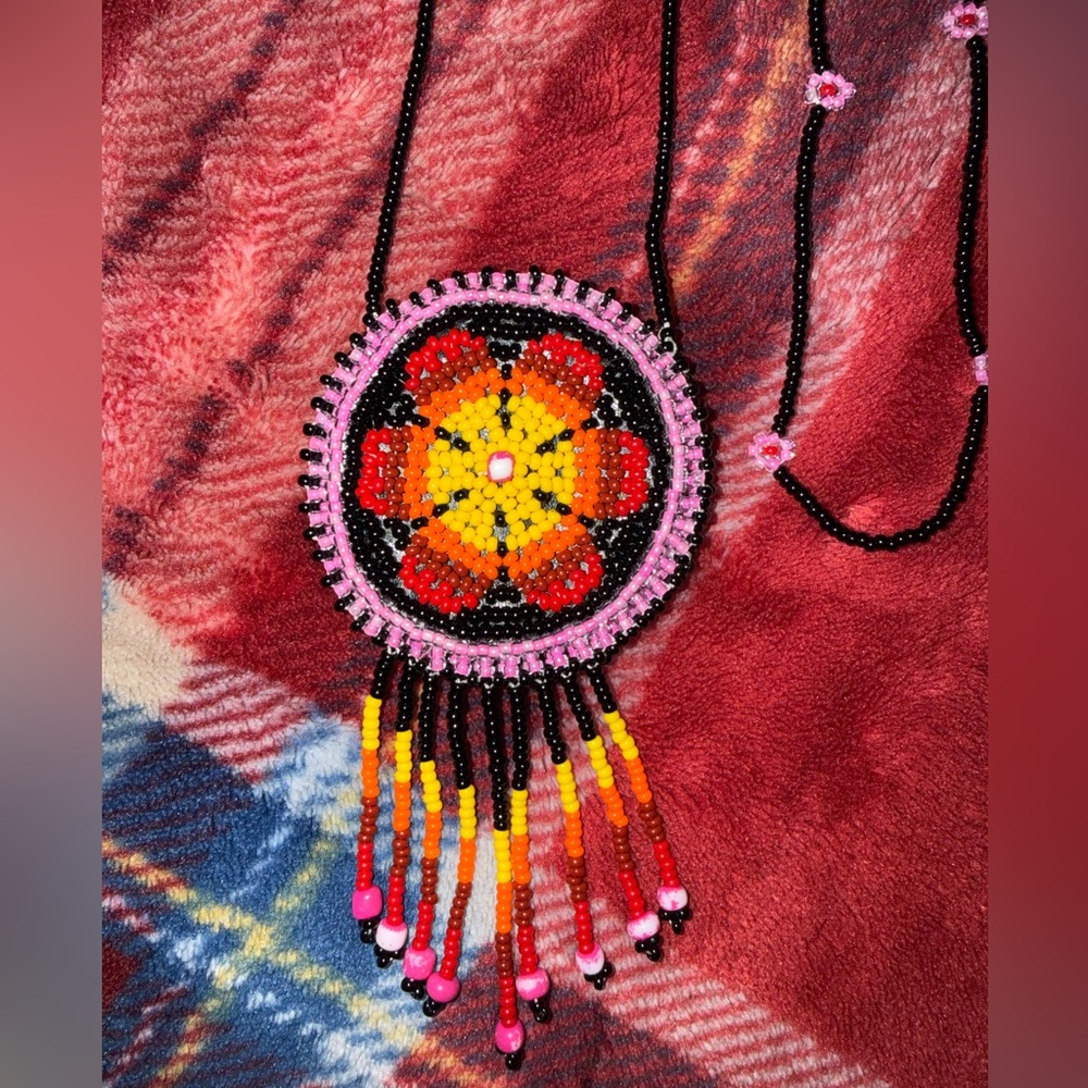 Native American Style Beaded Pouch Necklace
